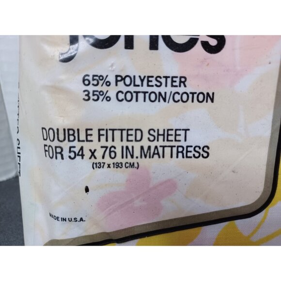 Vintage Morgan Jones double fitted sheet yellow and orange floral and butterfly - Picture 2 of 8